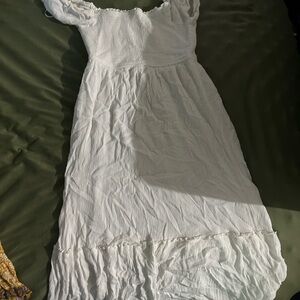 Aeropostale White Off-Shoulder Puff Sleeve Sundress